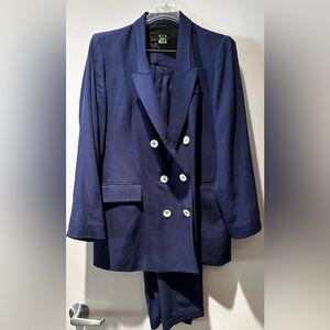 Zara Navy Blue Blazer and pants with White Button Sz XL